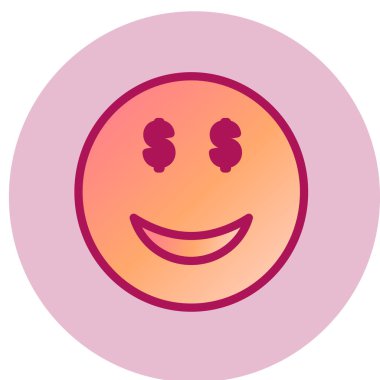 Açgözlülük yüz simgesi, vektör illüstrasyonu