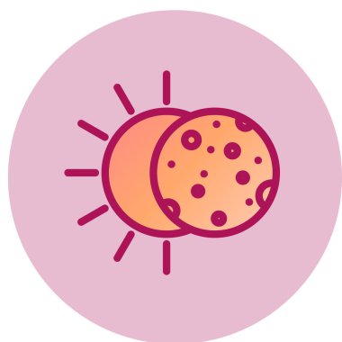 Güneş tutulması ağ simgesi, vektör illüstrasyonu