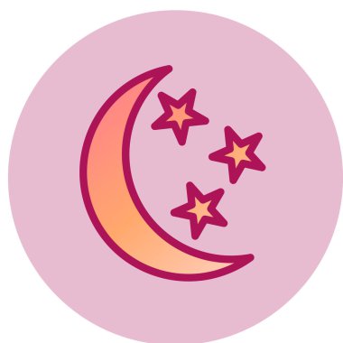 Ay ve yıldız web simgesi, vektör çizim