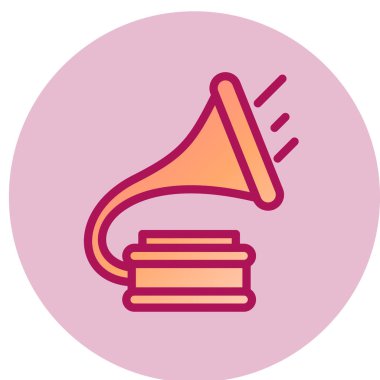 Gramofon web simgesi, vektör illüstrasyonu