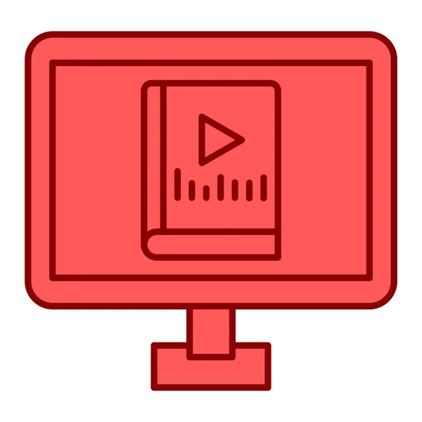 Kırmızı Çizgi Simgesine Sahip Video Oynatıcı Vektör Illüstrasyonu — Stok Vektör