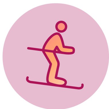 Skiing web icon, vector  illustration