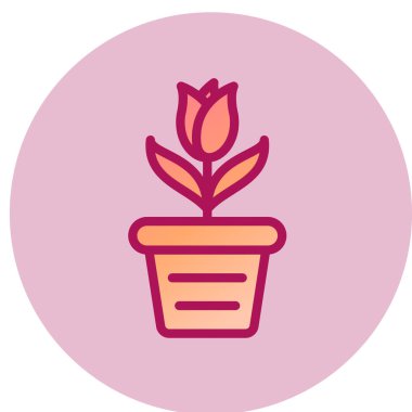 Çiçek saksısı ağ simgesi, vektör illüstrasyonu