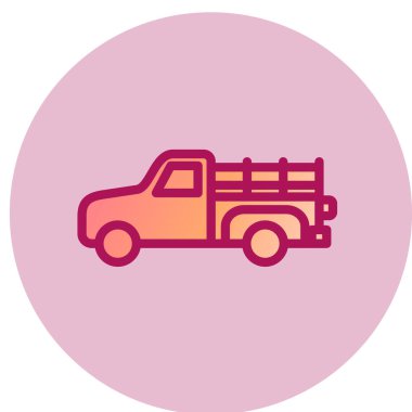 Çiftçi Kamyonu Web simgesi, vektör illüstrasyonu