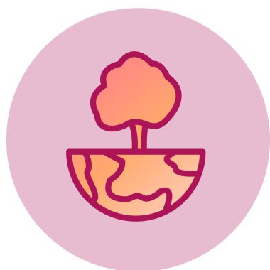 Dünya Ağacı simgesi, vektör illüstrasyonu