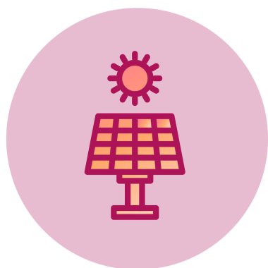 Güneş Enerjisi Ağı simgesi, vektör illüstrasyonu