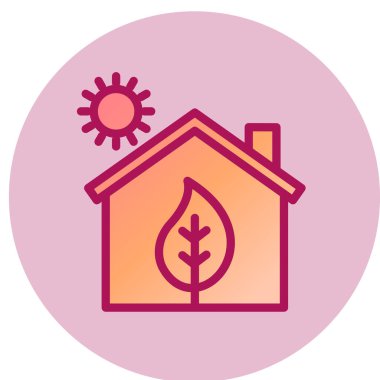 Eco House web simgesi, vektör illüstrasyonu