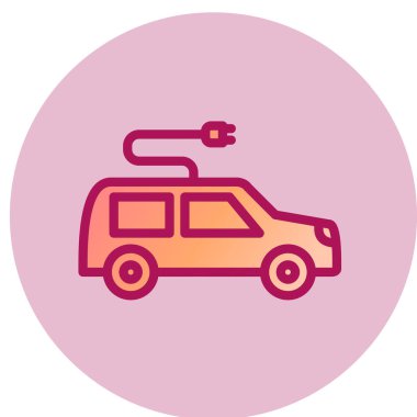 Electric Car web simgesi, vektör illüstrasyonu
