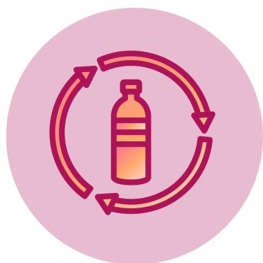 Şişe Geri Dönüşüm Ağı simgesi, vektör illüstrasyonu