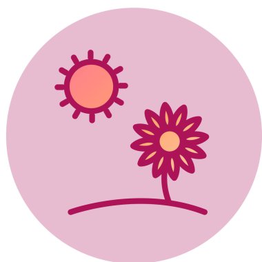 Fotosentez basit simge, vektör illüstrasyonu 