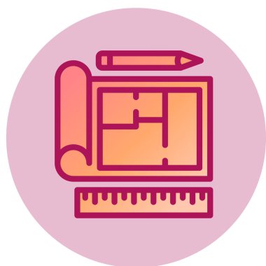 Ev Planı basit simge, vektör illüstrasyonu 