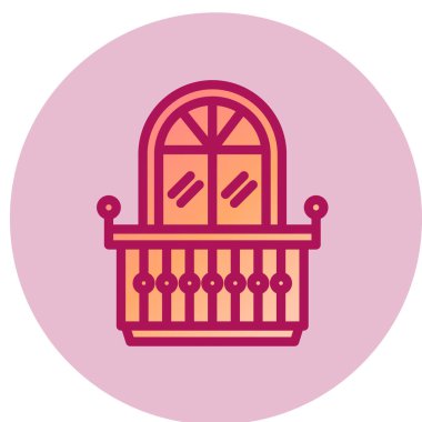 Balkon basit simgesi, vektör illüstrasyonu 