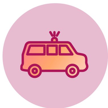 Polis minibüsü simgesi, vektör illüstrasyonu