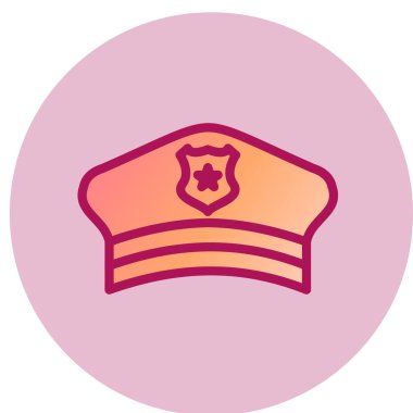 Polis şapkası simgesi, vektör illüstrasyonu