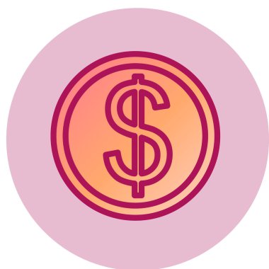 Dolar sembolü düz simge, vektör, illüstrasyon