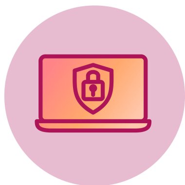 Kilit simgesi, vektör illüstrasyonlu dizüstü bilgisayar