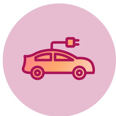 elektrikli araba simgesi, vektör illüstrasyonu