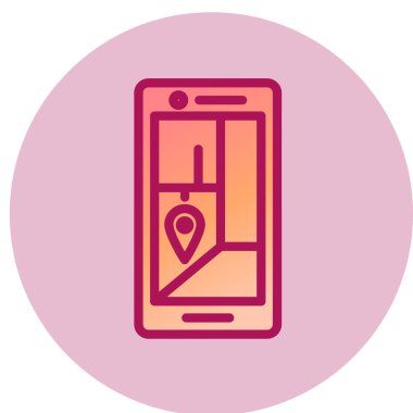 Haritalı cep telefonu, vektör illüstrasyonu