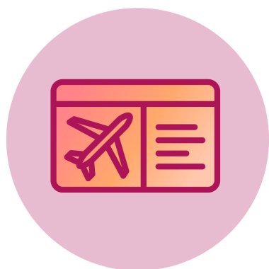 Uçak Biletleri simgesi, vektör illüstrasyonu