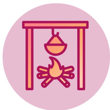 Açık hava yemek ikonu, vektör illüstrasyonu 