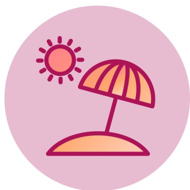 Plaj Şemsiyesi simgesi, vektör illüstrasyonu 