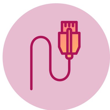 Kablo simgesi, vektör illüstrasyonu 