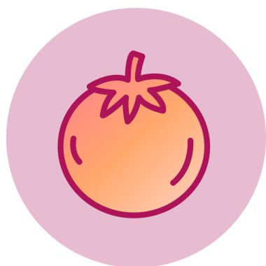 Domates ikonu. Soğan vektörü simge şekilli renk çemberinin basit bir çizimi