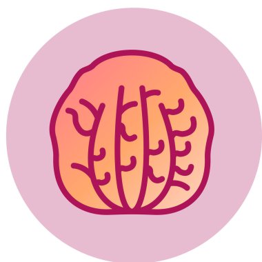 Gıda kümesi olan kırmızı ve beyaz yuvarlak bir ikonun vektör çizimi