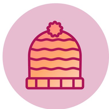 Mavi bere şapka simgesi beyaz arkaplanda izole edildi. Kış aksesuarı. vektör illüstrasyonu