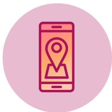 Düz çember izole edilmiş vektör illüstrasyonunda cep telefonu simgesi