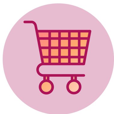 Alışveriş arabası ikonu. Web için tramvay vektör simgelerinin düz çizimi