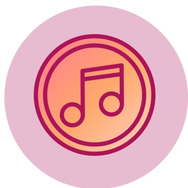 Web için düz çember izole edilmiş vektör illüstrasyonundaki müzik notası simgesi