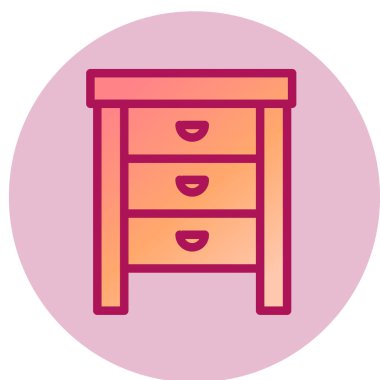 Ahşap masa ikonu. beyaz arkaplanda izole edilmiş çekmece vektör sembolünün düz çizimi