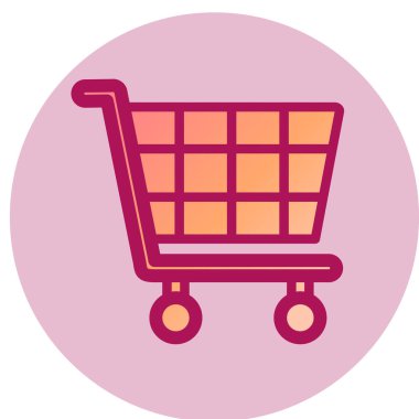 Alışveriş arabası ikonu. Web için tramvay vektör simgelerinin düz çizimi