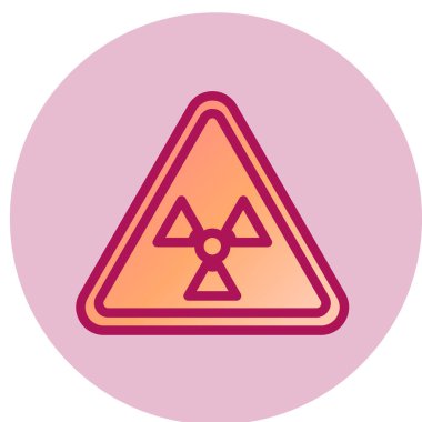 Radyasyon tehlikesi işareti. Vektör. Sarı arkaplanda siyah çizgili beyaz simge.