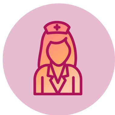 Hemşire ikonu. Web için doktor vektör simgelerinin düz çizimi