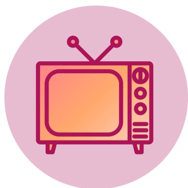 Televizyon ikonu. Web için televizyon vektör simgelerinin düz çizimi