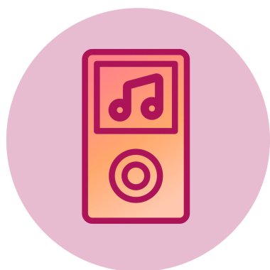 Çember vektör illüstrasyonunda müzik çalar simgesi