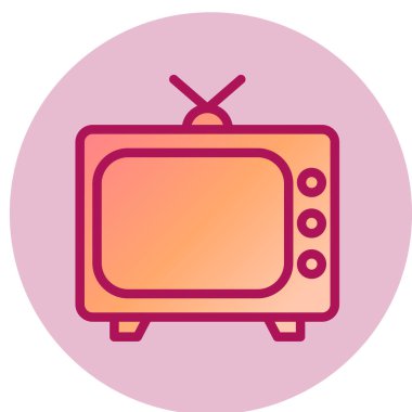 Televizyon ikonu. Web için televizyon vektör simgelerinin düz çizimi