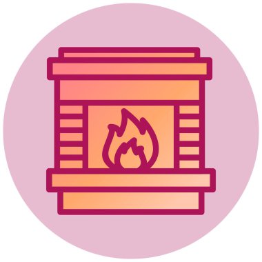 Şömine. Web simgesi basit illüstrasyon