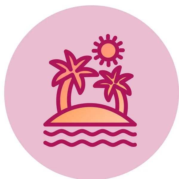 Eiland Strand Palm Tropische Icoon Vector Illustratie — Stockvector