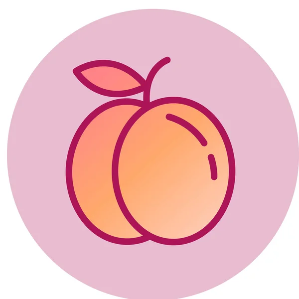 Peach Icon Vector Illustration — Stock Vector