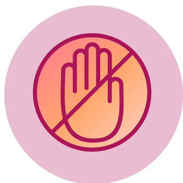 Значок Знака Остановки Руки Тонкий Символ Линии Круглая Кнопка Вектора — стоковый вектор