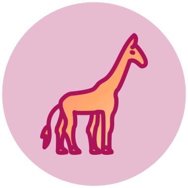 Zürafa yassı simgesi, vektör illüstrasyonu