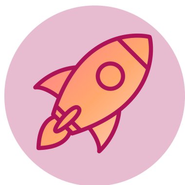 Uzay roketi ikonu. Web için gezegen vektör simgelerinin düz çizimi