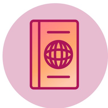 Passport simgesini düz daire içinde web için vektör illüstrasyon izole