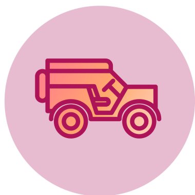 Askeri Araba simgesi, vektör illüstrasyonu