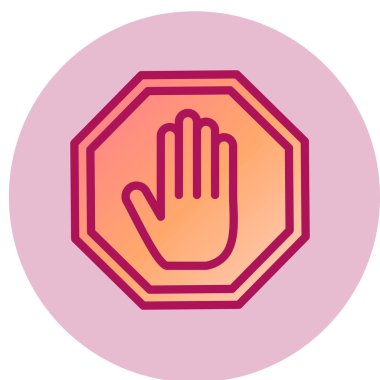 Dur işareti simgesi arkaplanda izole edildi. Uzun gölge tarzı. vektör illüstrasyonu