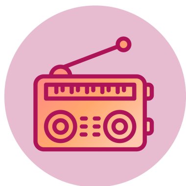 Beyaz arkaplanda izole edilmiş düz bir radyo simgesi. vektör illüstrasyonu