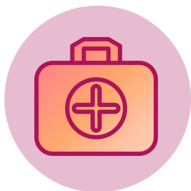 İlk yardım çantası simgesi. Web için basit tıbbi acil durum çanta vektör simgeleri çizimi